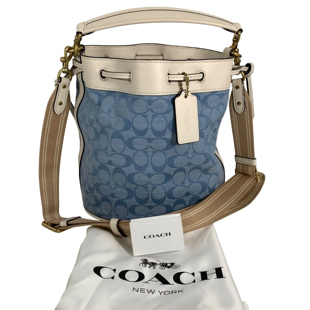 COACH Field In Signature Jacquard Chambray C4693 2 Way Bucket Shoulder Bag